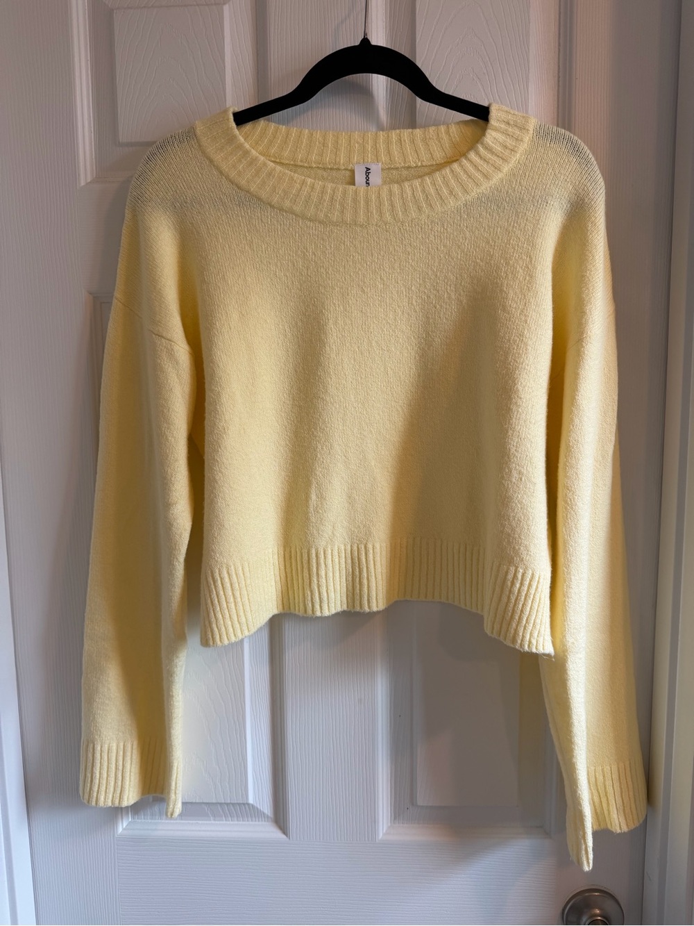 Abound Butter Yellow Cropped Crewneck Sweater